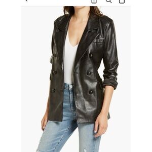 NWT Blank NYC Double-Breasted Black Faux Leather Jacket M